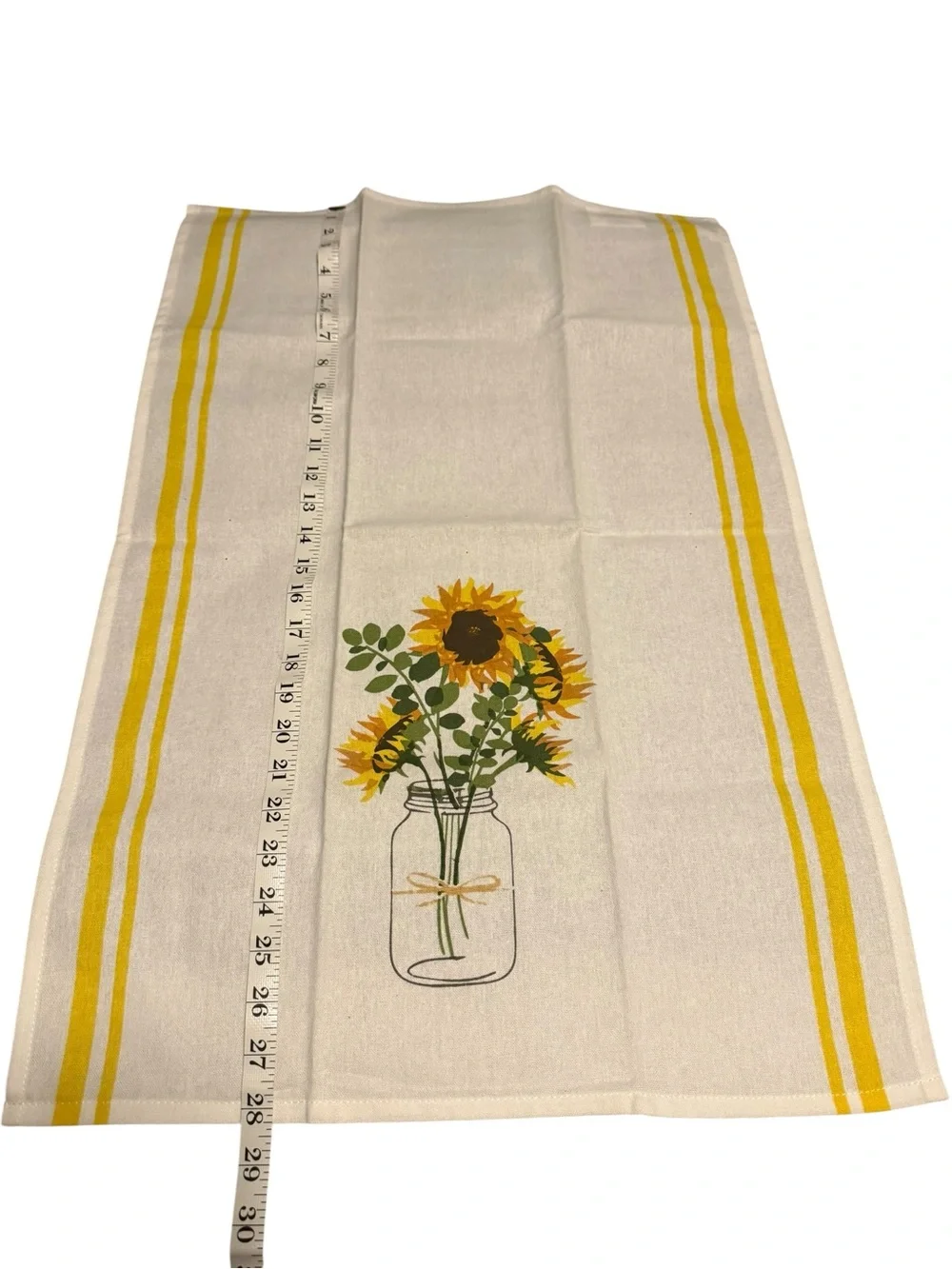 Sunflower Mason Jar Cotton Tea Towel - Summer Country Farmhouse Kitchen